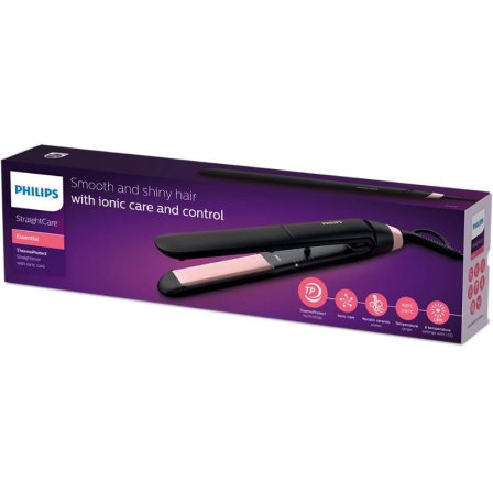 Philips StraightCare Essential BHS378/00 Plancha de Pelo ThermoProtect con Placas de Queratina, 160-230°C, Negra